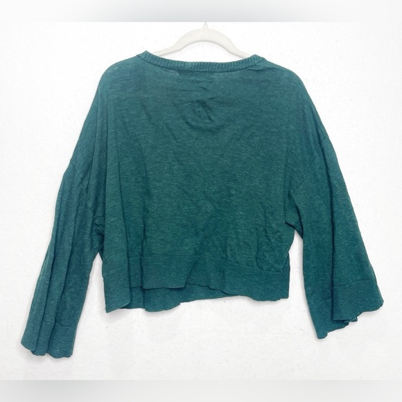 Free People Beach Dionne Green Sweater Top Size Large - Picture 3 of 4